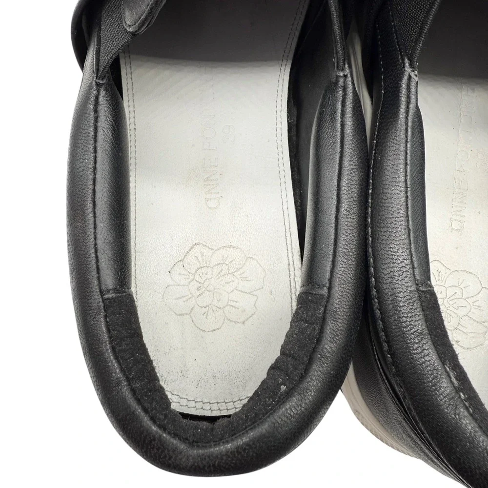 Anne Fontaine Black Platform Loafers Slip On Bow Accent Women's Shoes Size 39‎